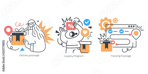 Online Shopping Concept illustrations set. Vector Isolated Concept Metaphor Illustration. Flat vector illustration isolated on white background