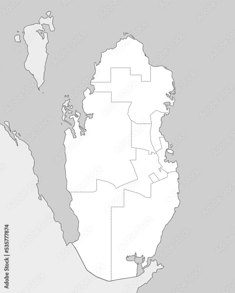 Qatar administrative divisions map illustration ( no text )