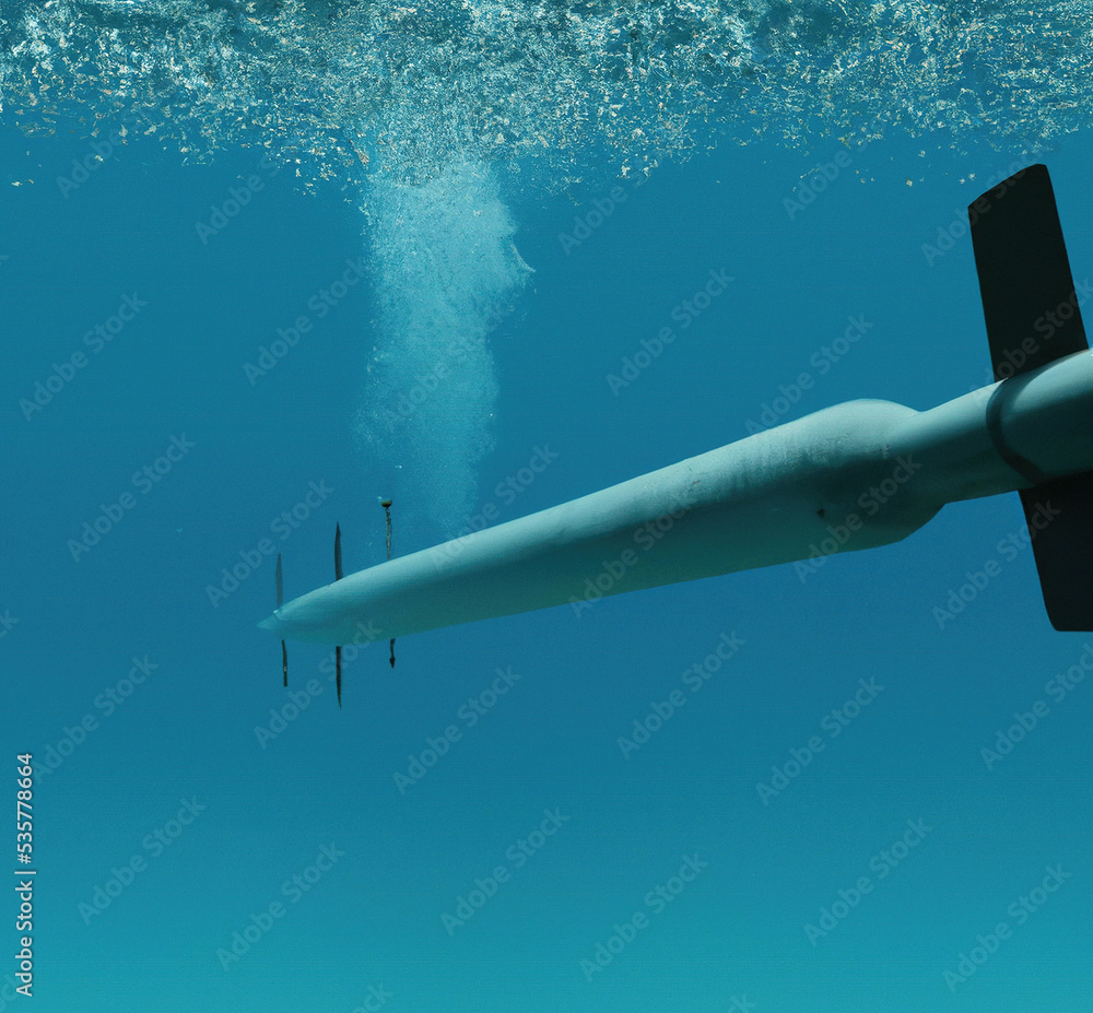 Podwodna bomba morska, torpeda. - obrazy, fototapety, plakaty 