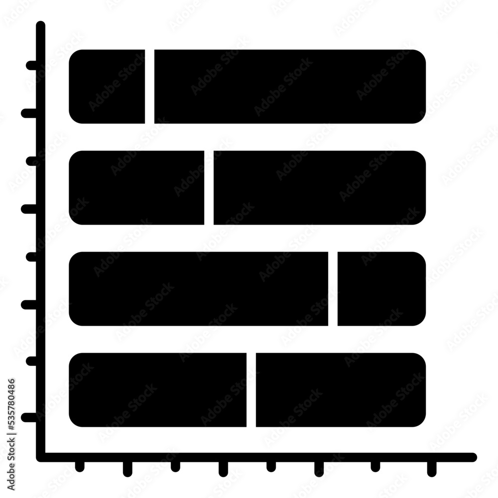 A solid design, icon of horizontal bar chart A solid design, icon of horizontal bar chart