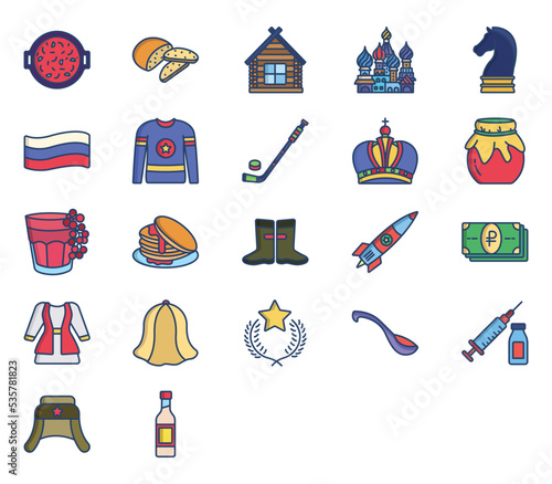 Russia country and culture icon set