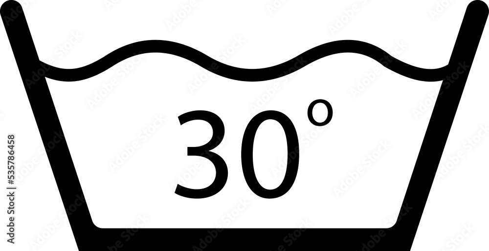 Water temperature 30. Laundry icons. Garment care instructions on labels, machine wash or hand wash signs. Water temperature 30. Laundry icons. Garment care instructions on labels, machine wash or hand wash signs.