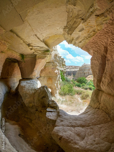 Wallpaper Mural View from pigeon valley through a natural window in sandstone, Cappadocia, Turkey Torontodigital.ca