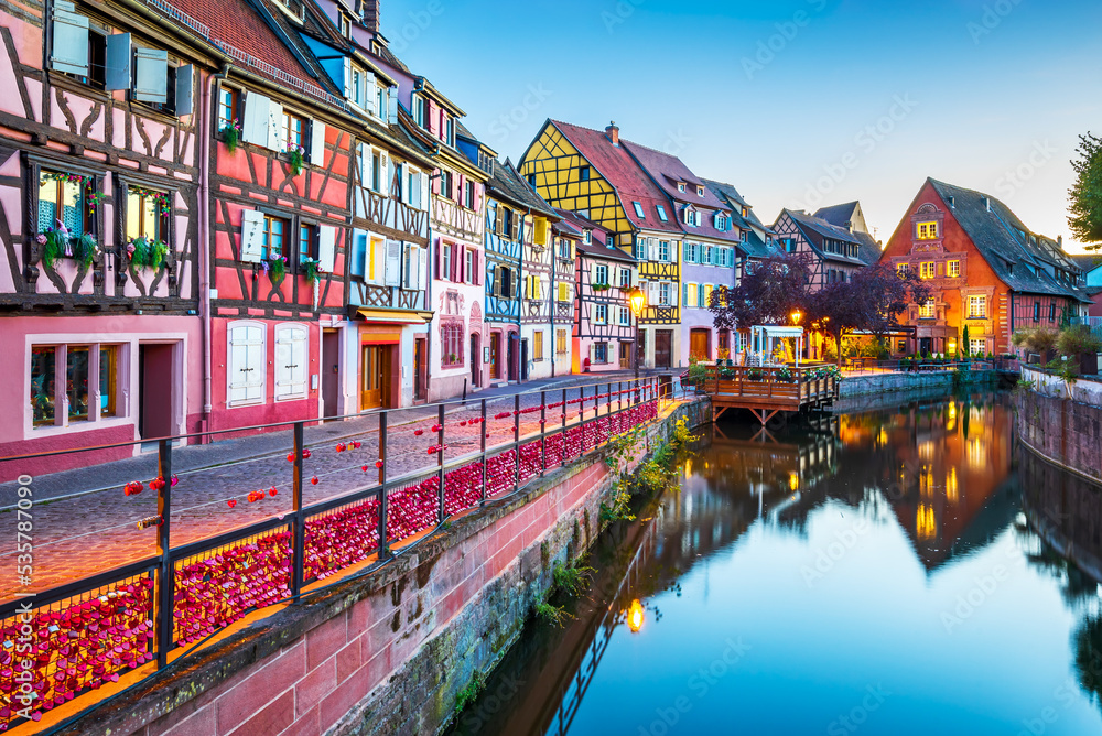 Colmar, Alsace, France - Petite Venice water canal reflection