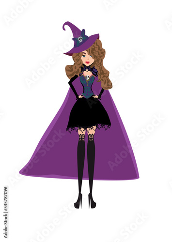 elegant girl in a sexy witch costume