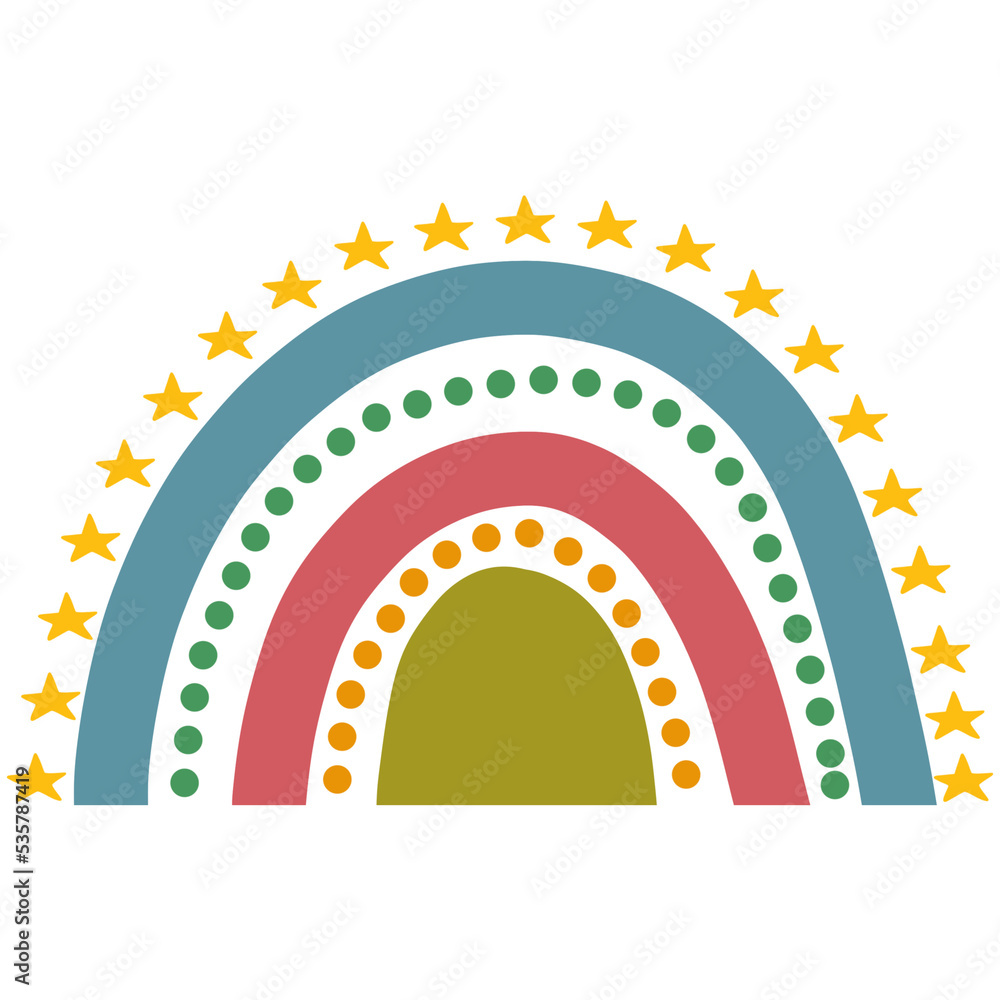 Cute colorful rainbow with stars illustration Cute colorful rainbow with stars illustration