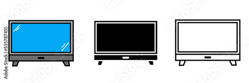 television icon set, isolated. Television icon symbol vector stick collection.