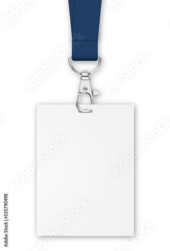 lanyard with straight card and blue ribbon with metal hanger