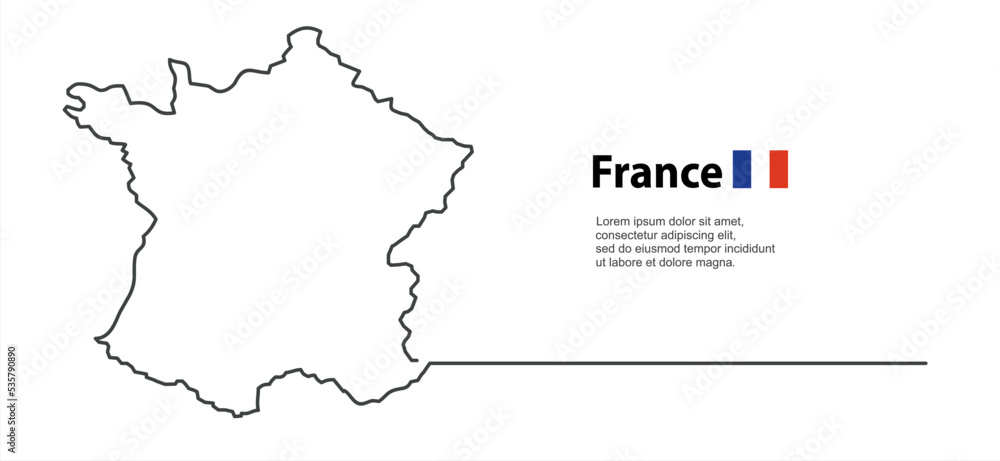 Continuous one line drawing of France