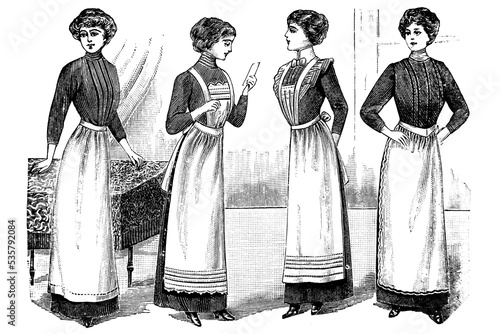 Women with white aprons - Vintage Illustration