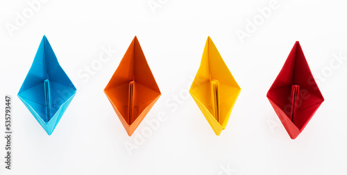 Free Download Colorful origami boats on white background - GFXLoad