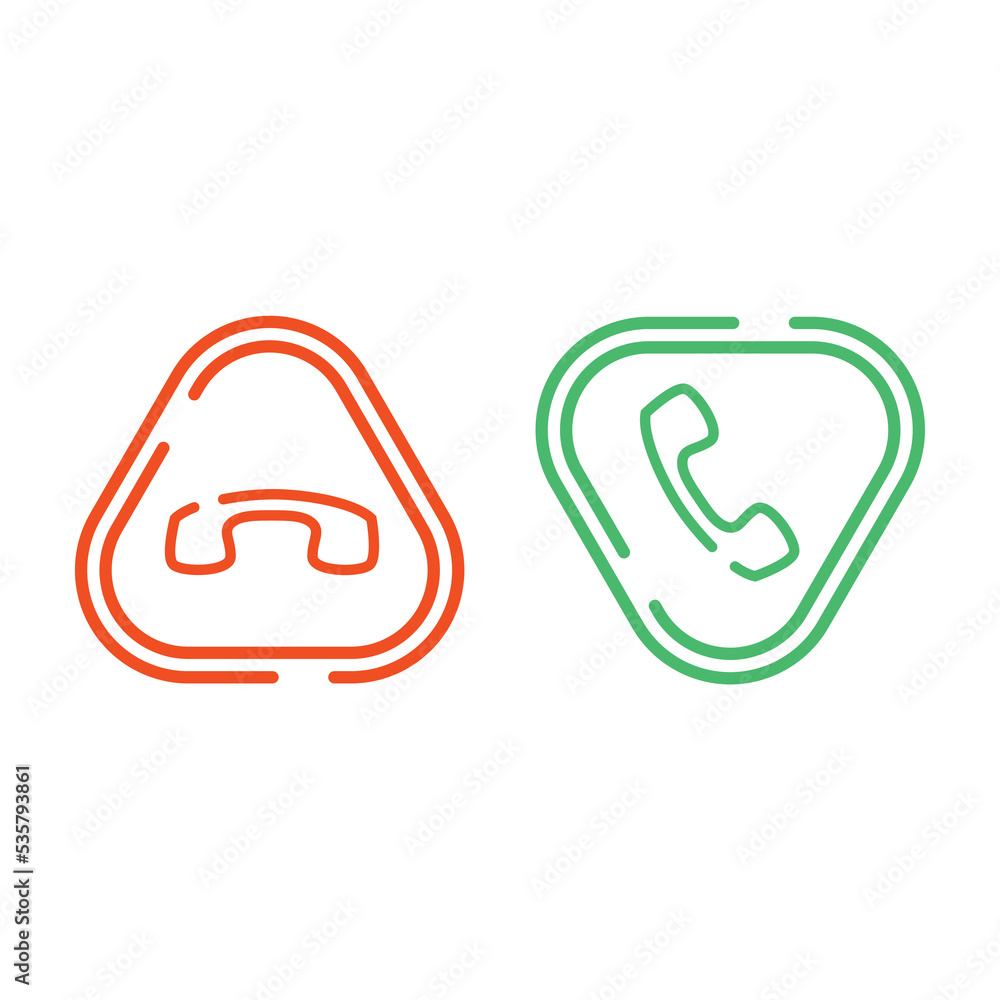 Phone call icons set. Red and green handset button isolated on white background. Incoming Call options. Phone call icons set. Red and green handset button isolated on white background. Incoming Call options.