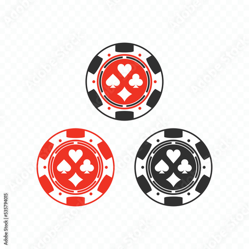 Poker chips set. Illustration of casino chips on white background.