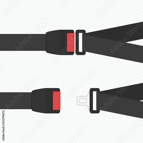 Safety Belt isolated on background. Seat belt for protection isolated on white background. The safety equipment for car or plane. Vector illustration in flat style. EPS 10.