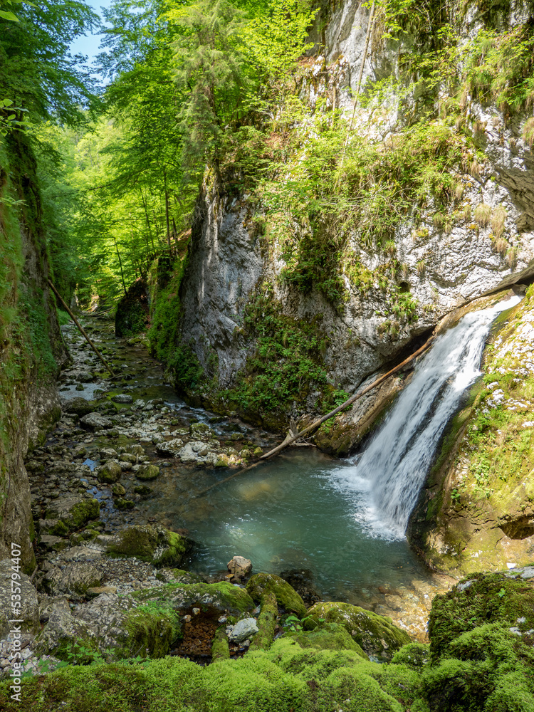 Eventai waterfall in Galbena canyon, Transylvania, Romania, Western Carpathian mountains, Apuseni national park	
