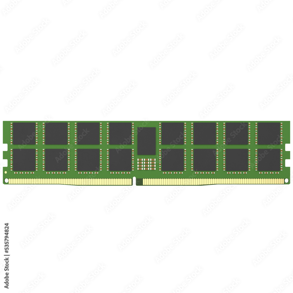 3d rendering illustration of a DDR5 RAM memory module