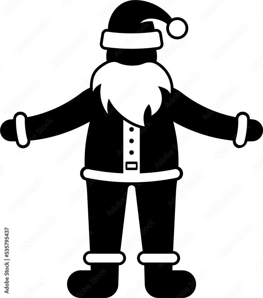 Santa Claus stick figure man congratulations icon illustration. Stickman standing with opened hands front view silhouette pictogram