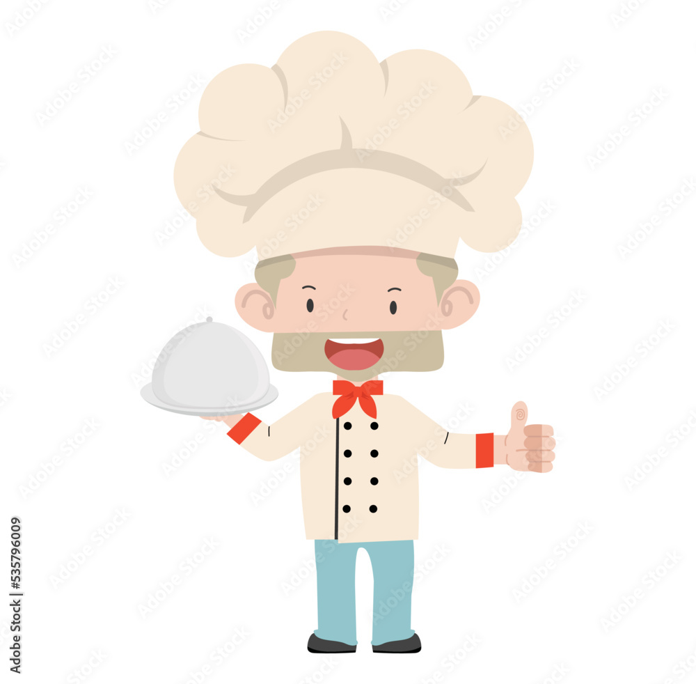 Cute male chef with making thumbs up Cute male chef with making thumbs up