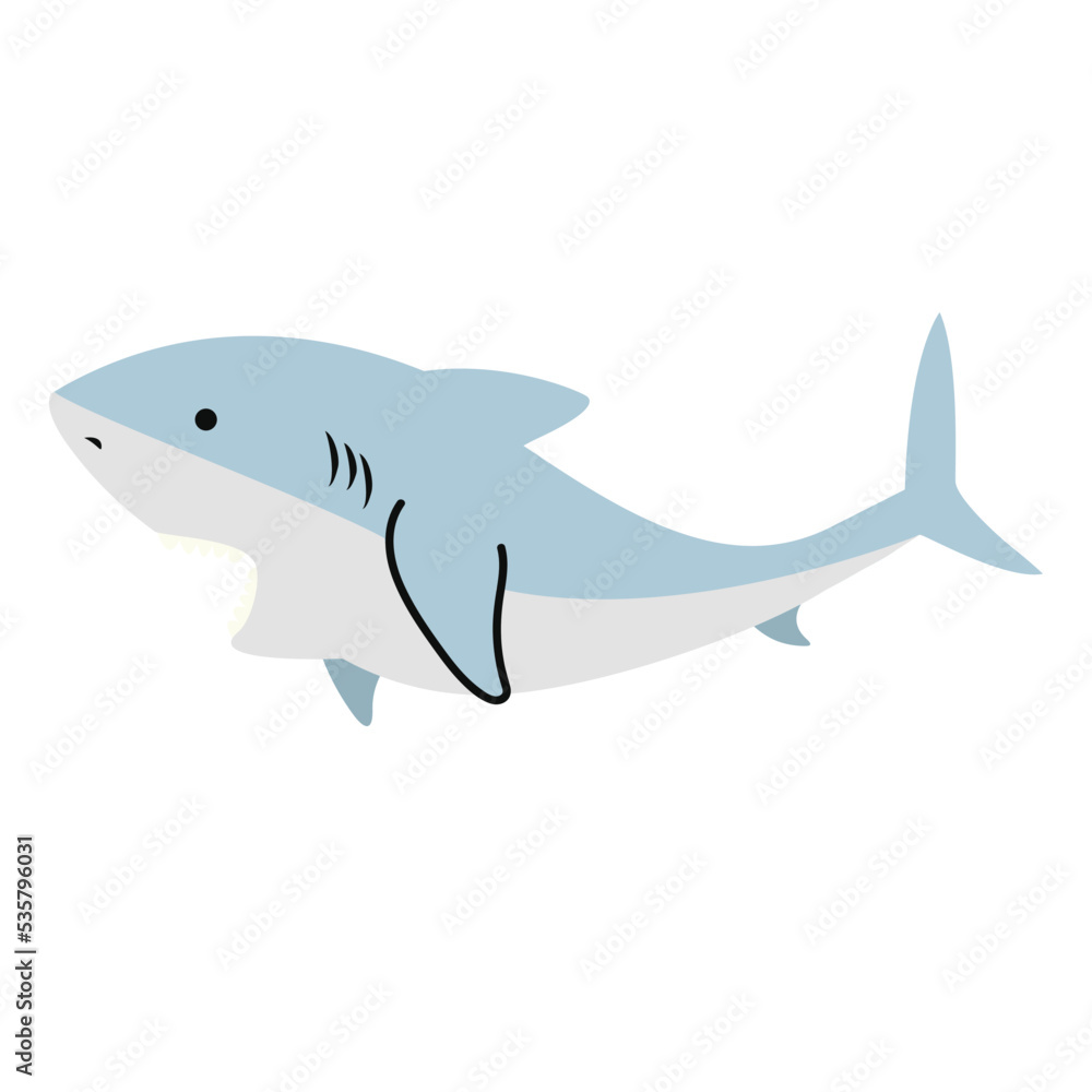Obraz premium Cute White shark flat icon