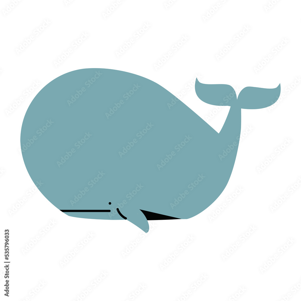 Big Whale Fish flat animal Big Whale Fish flat animal