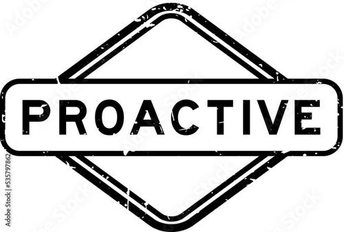 Grunge black proactive word rubber seal stamp on white background