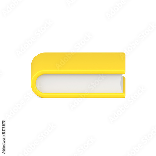 Educational dictionary library book yellow cover 3d icon illustration. Isometric textbook