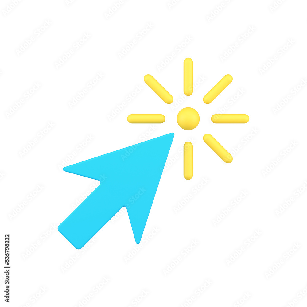 Simple 3d icon arrow cursor pointing link illustration. Modern mouse pointer clicking Simple 3d icon arrow cursor pointing link illustration. Modern mouse pointer clicking