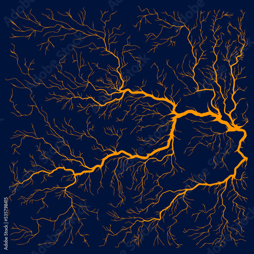 Abstract square shape illustration of tree roots.