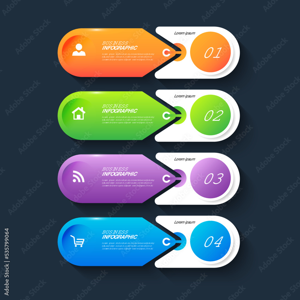 Four steps business infographics template vector. Four steps business infographics template vector.