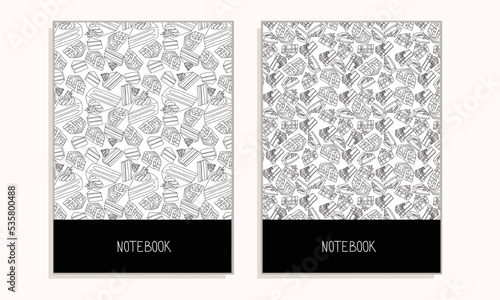 Cover for notebook or any documents with sweet design in doodle style. Vector illustration.