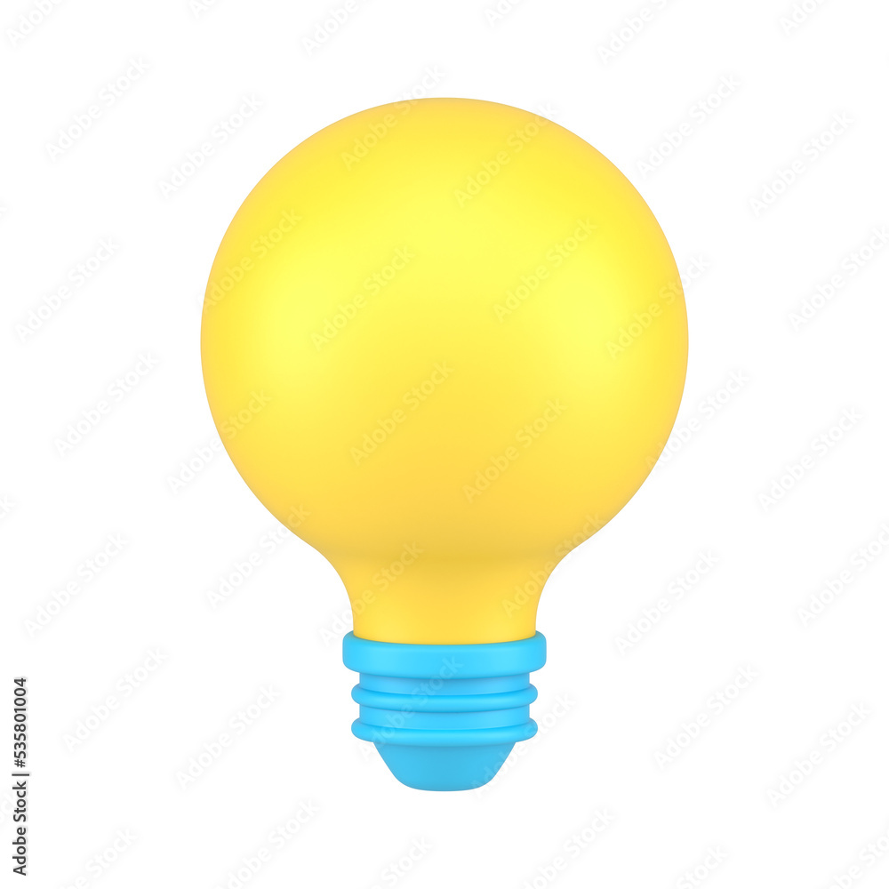 Yellow light bulb 3d icon. Bright halogen lighting energy Yellow light bulb 3d icon. Bright halogen lighting energy