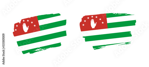 Set of two hand painted Abkhazia brush flag illustration on solid background