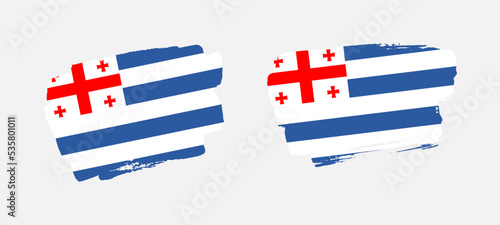 Set of two hand painted Adjara brush flag illustration on solid background
