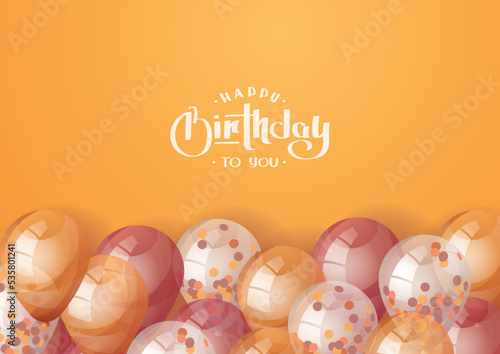 Birthday card with Balloons and handwritten lettering. Birthday party, celebration, holiday, event, festive, congratulations concept. Vector illustration. Postcard, card, cover template.