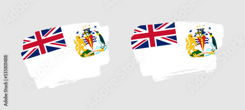 Set of two hand painted British Antarctic Territory brush flag illustration on solid background