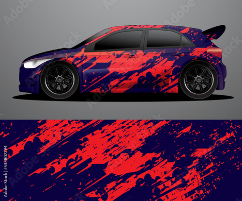 Rally car decal graphic wrap vector, abstract background