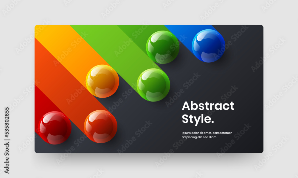 Amazing booklet design vector layout. Premium realistic spheres placard template.
