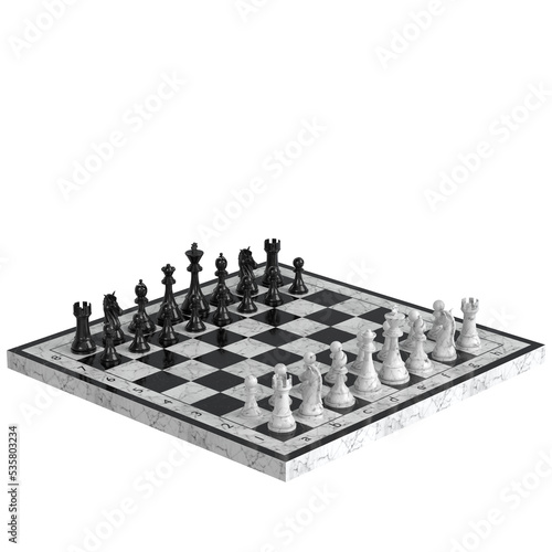 3d rendering illustration of a chess set
