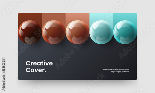Geometric 3D spheres poster layout. Fresh landing page design vector template. © kitka