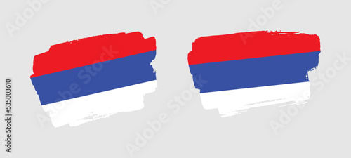 Set of two hand painted Republika Srpska brush flag illustration on solid background
