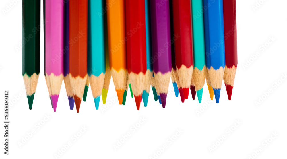 A group of colorful pencils on white background A group of colorful pencils on white background