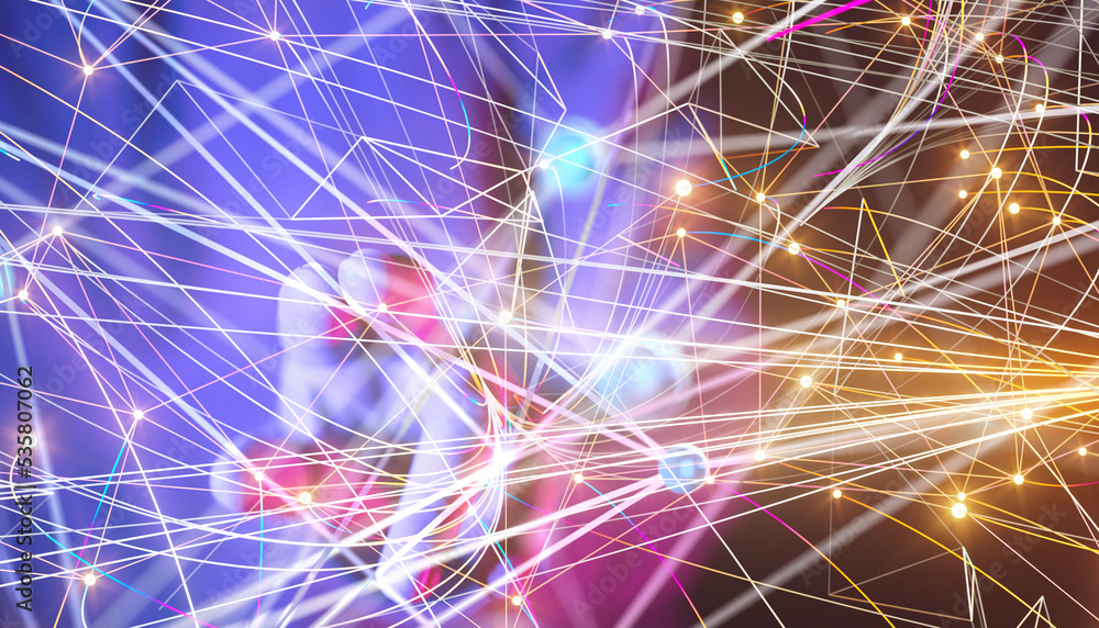 Global network. Blockchain. 3D illustration. Neural networks and artificial intelligence. Abstract Global network. Blockchain. 3D illustration. Neural networks and artificial intelligence. Abstract