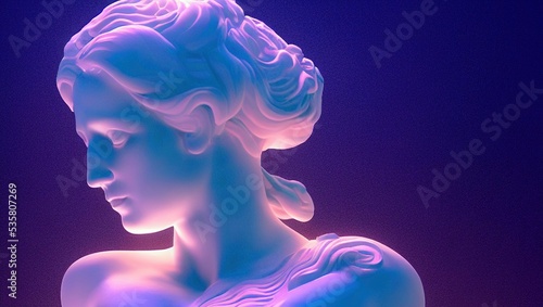 Aphrodite statue over a purple background photo