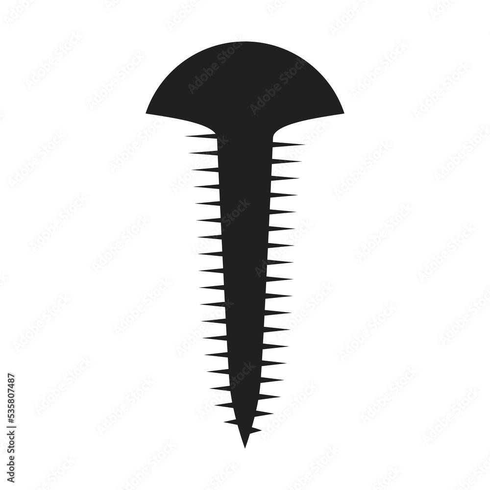 Screw black silhouette, vector drawing, white background Screw black silhouette, vector drawing, white background