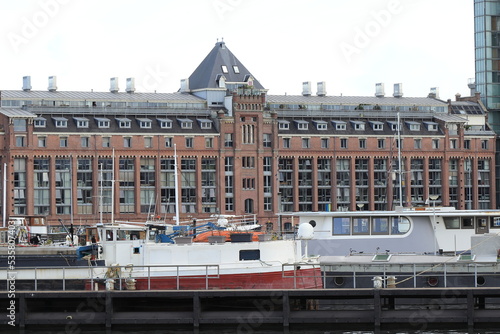 Amsterdam Silodam Historic Brick Building with Boats, Netherlands