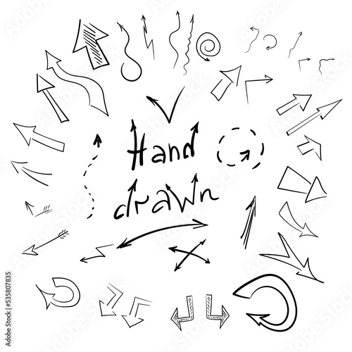 Hand drawn vector arrows set. Vector illustration