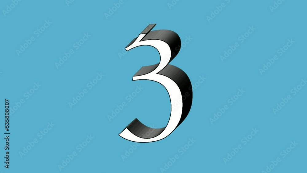 Number 3 animation blue screen .motion graphics design cartoon number animated images ,4k Number 3 animation blue screen .motion graphics design cartoon number animated images ,4k