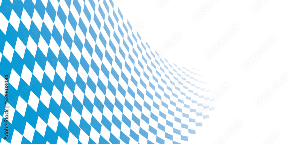 Bavarian Oktoberfest pattern with blue and white rhombus Flag of Bavaria Oktoberfest blue checkered background. Vector diamonds background with copy space for text.