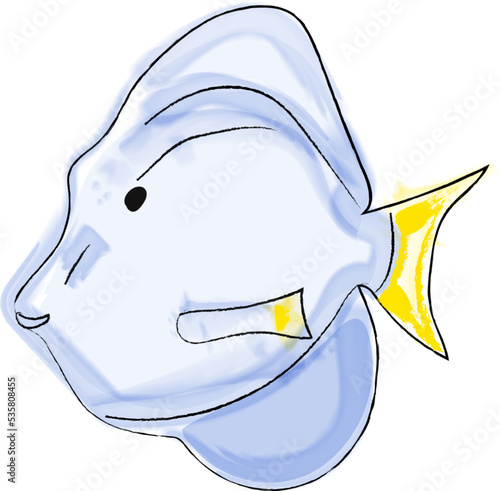 Blue fish watercolor vector isolated