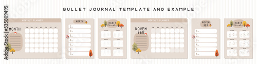 Bullet journal template. Vector illustration.